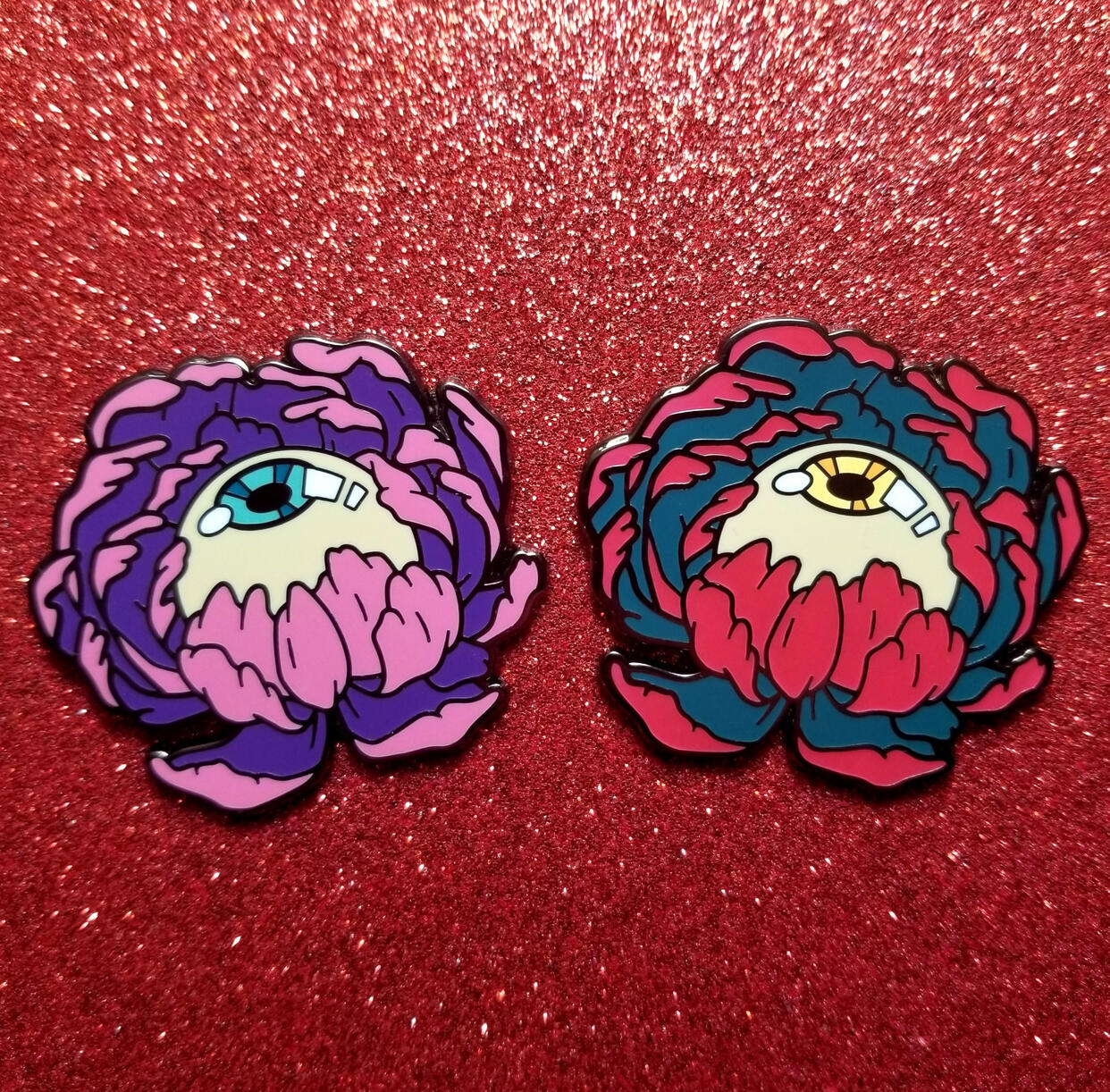 Red and Pink Eyeball Pins