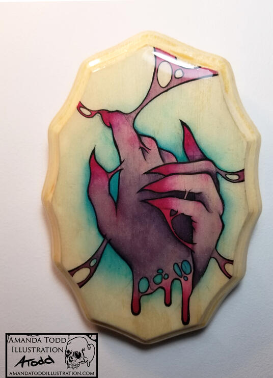 Grasped Hands on Wood