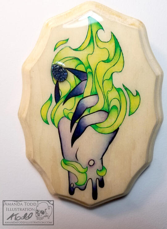 Embellished Hand on Wood