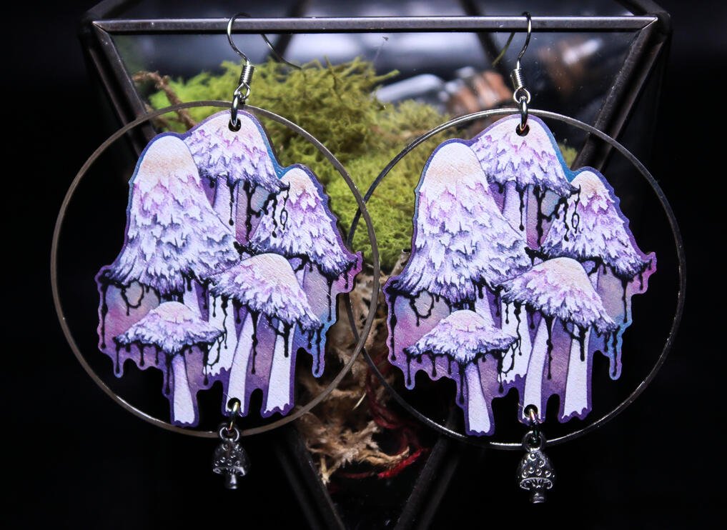 Inky Cap Mushroom Earrings
